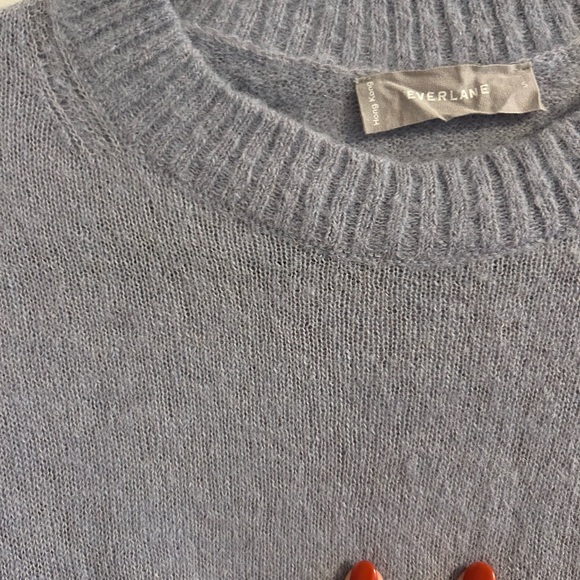 Everlane Alpaca Wool Blend Soft periwinkle blue Knit Top Short Sleeve Sweater - Picture 4 of 8